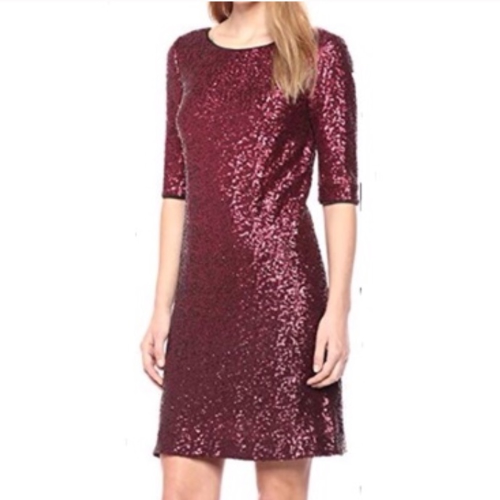 NWT Betsey Johnson Burgundy Sequin Sheath Dress